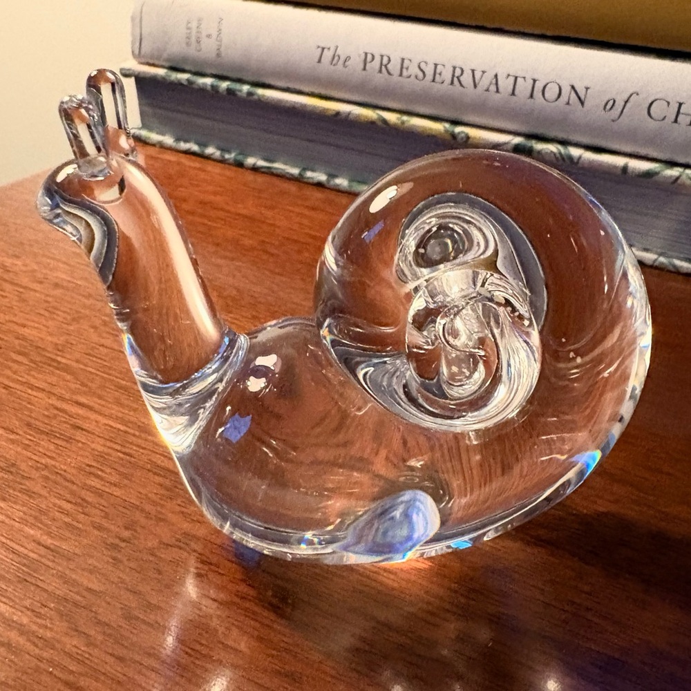 Steuben Snail Figurine -Art Glass Decor Signed and Perfect.